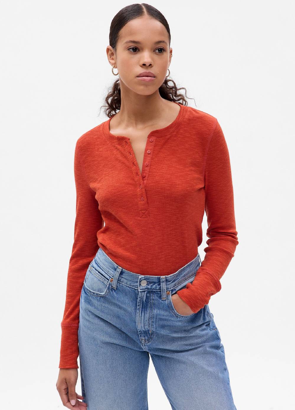 GAP T-shirt a costine sottili scollo serafino