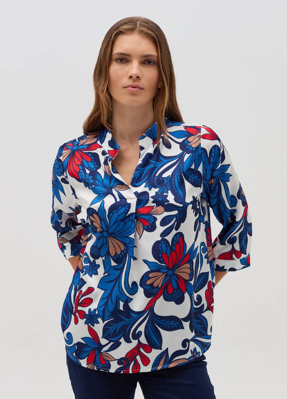 HYBRID Blusa Floreale Con Maniche A Tre Quarti