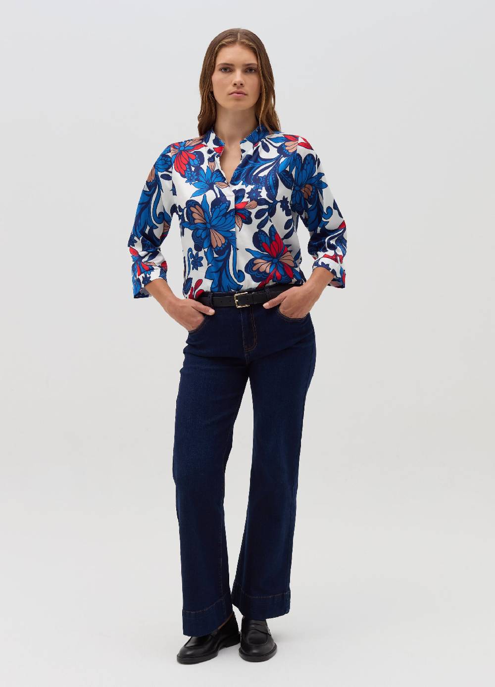 HYBRID Blusa floreale con maniche a tre quarti