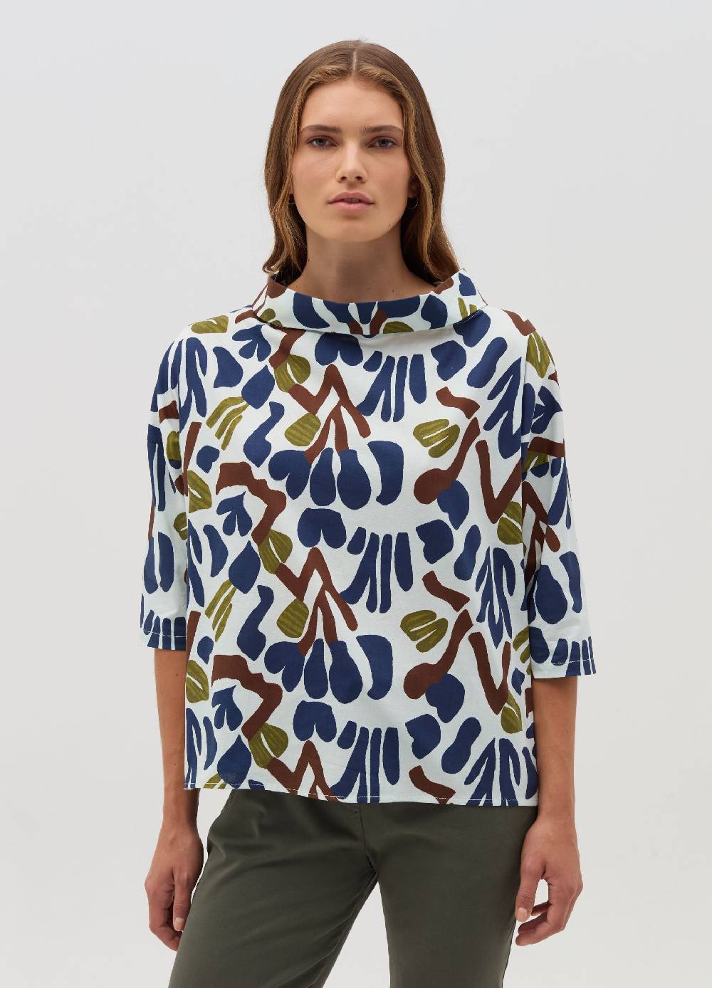 HYBRID Blusa In Cotone Stretch Floreale