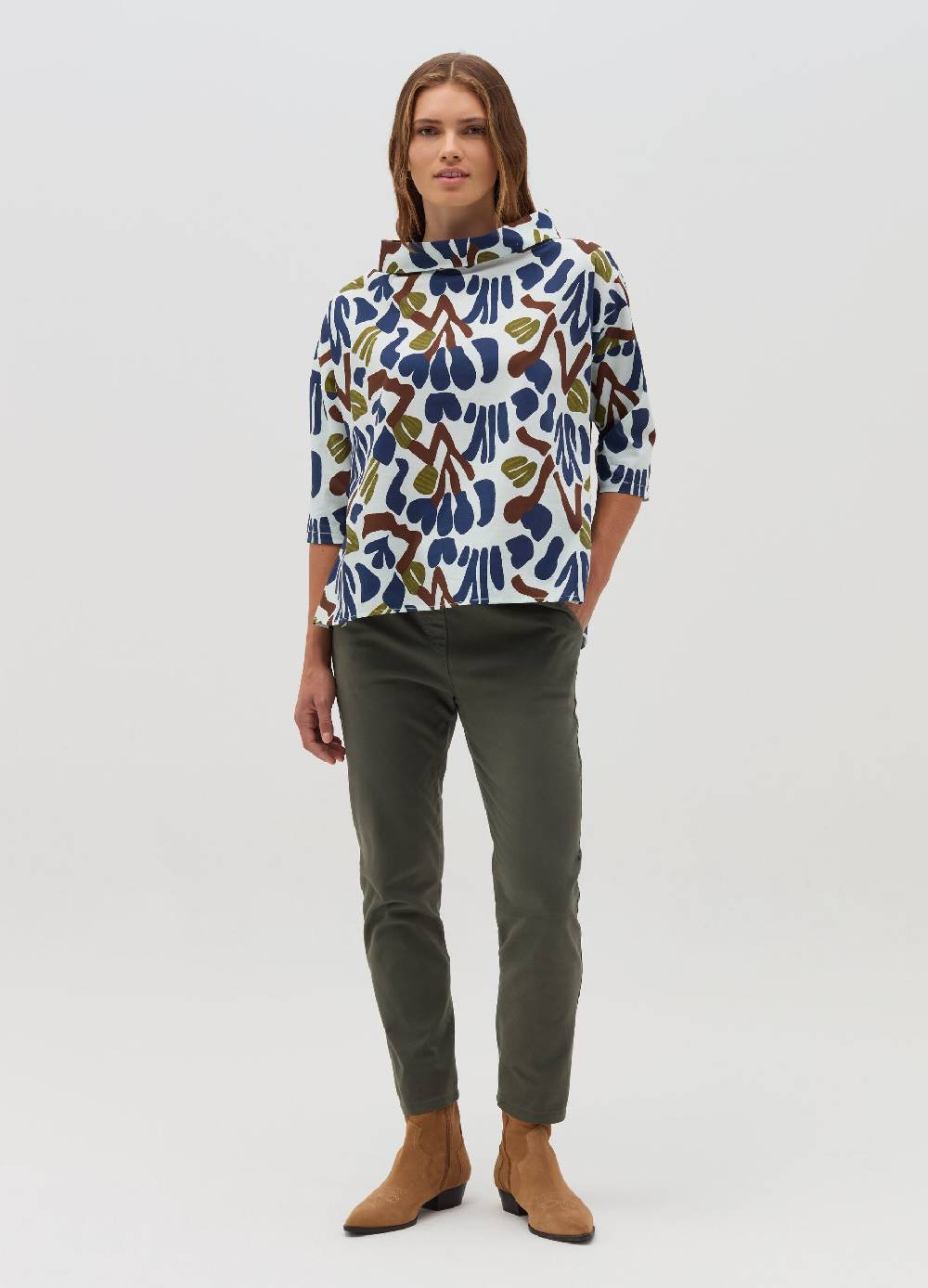 HYBRID Blusa in cotone stretch floreale