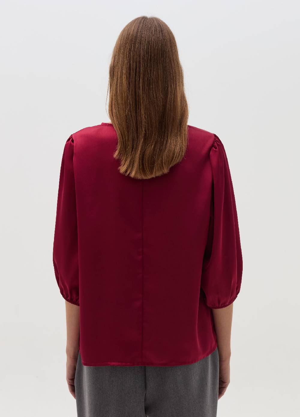 HYBRID Blusa In Satin Con Maniche A Sbuffo