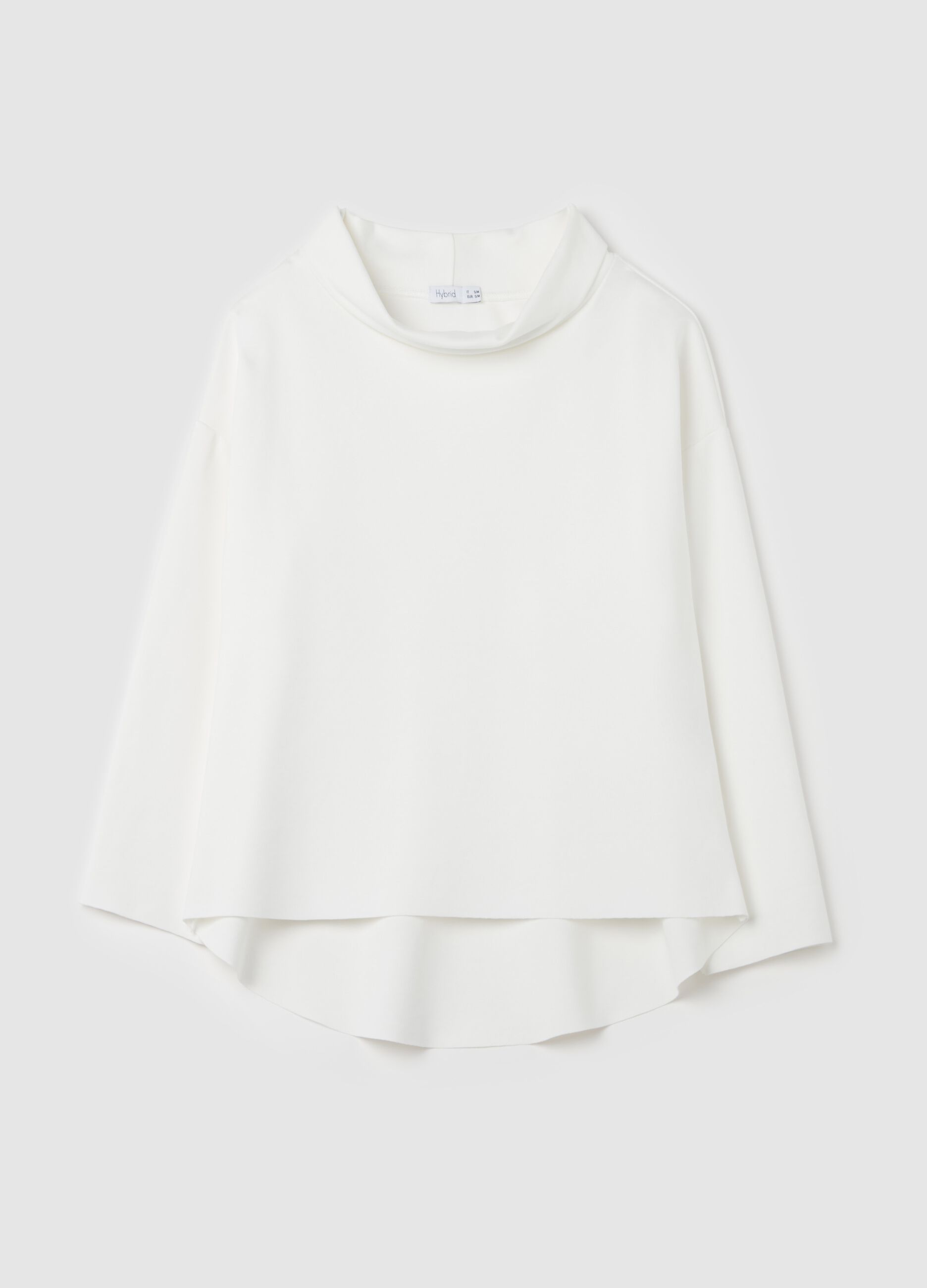 HYBRID Blusa scollo a barca con risvolto