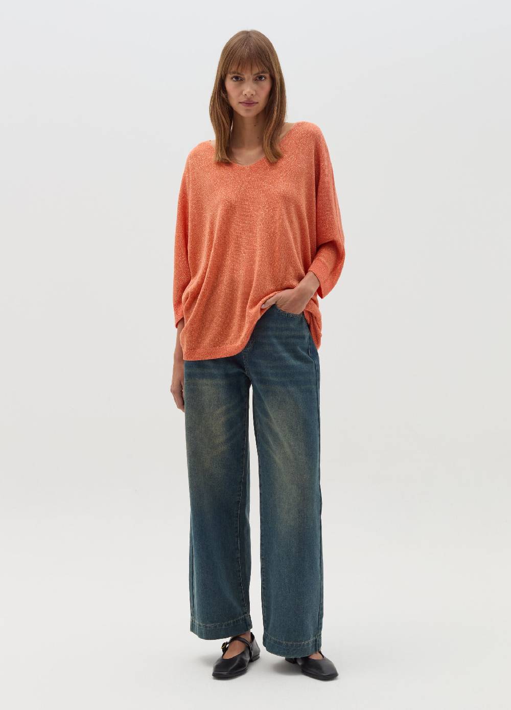 HYBRID Maglia in lurex con maniche a tre quarti