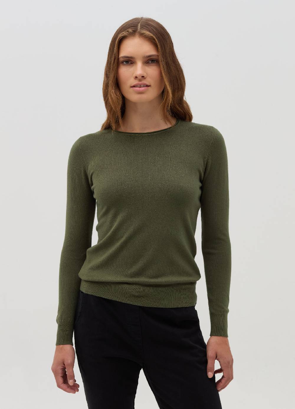 HYBRID Pullover Girocollo Con Piccolo Risvolto