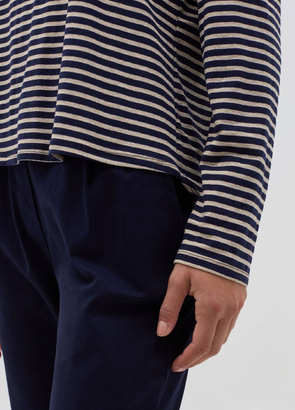 HYBRID T-shirt A Righe In Lurex Con Maniche Lunghe