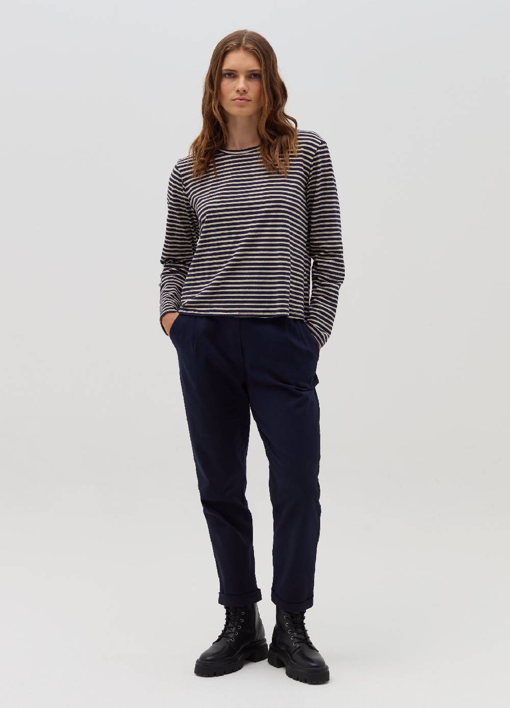 HYBRID T-shirt a righe in lurex con maniche lunghe