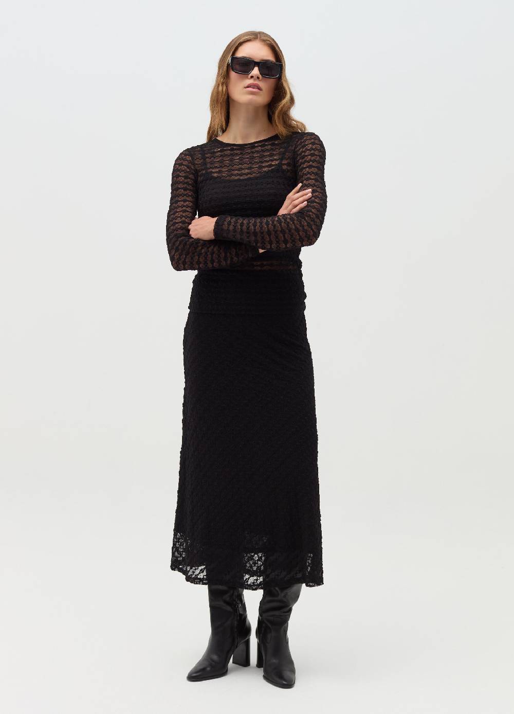 LULAH D. Maglia A Righe Effetto Pizzo