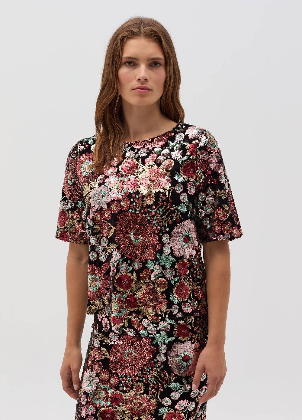 LULAH D. Maglia Con Disegno Floreale In Paillettes