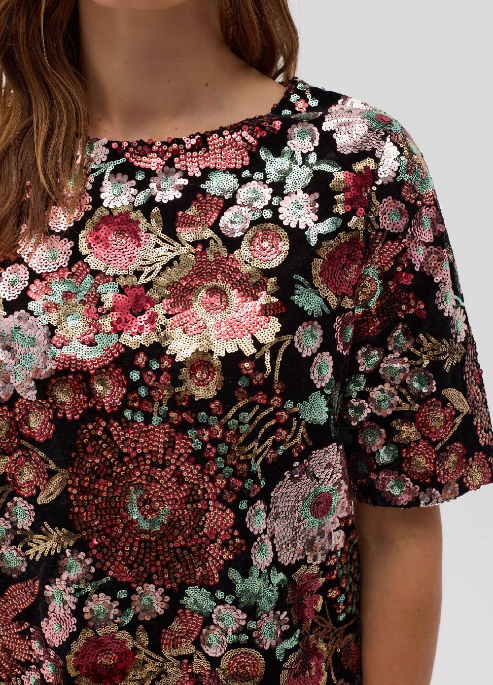 LULAH D. Maglia Con Disegno Floreale In Paillettes