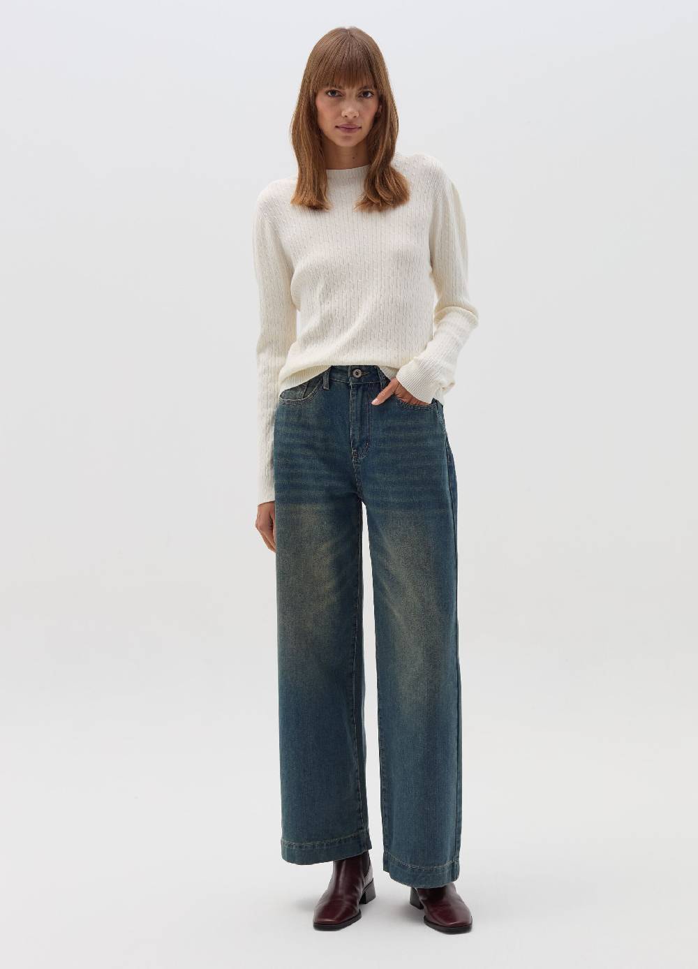 HYBRID Maglia A Coste Piatte Con Lavorazione Intrecciata