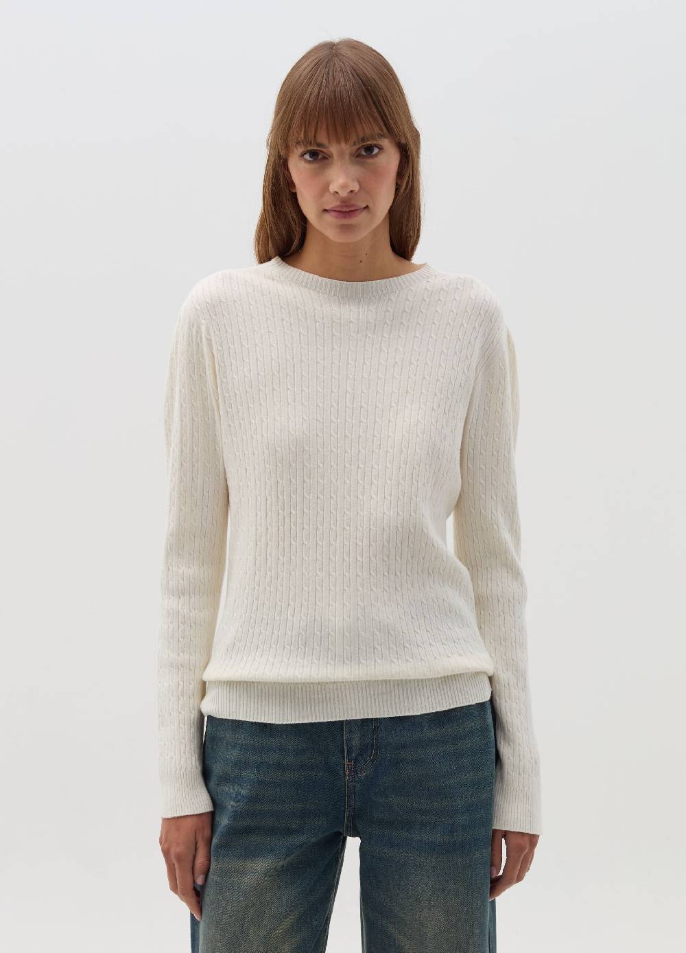 HYBRID Maglia a coste piatte con lavorazione intrecciata