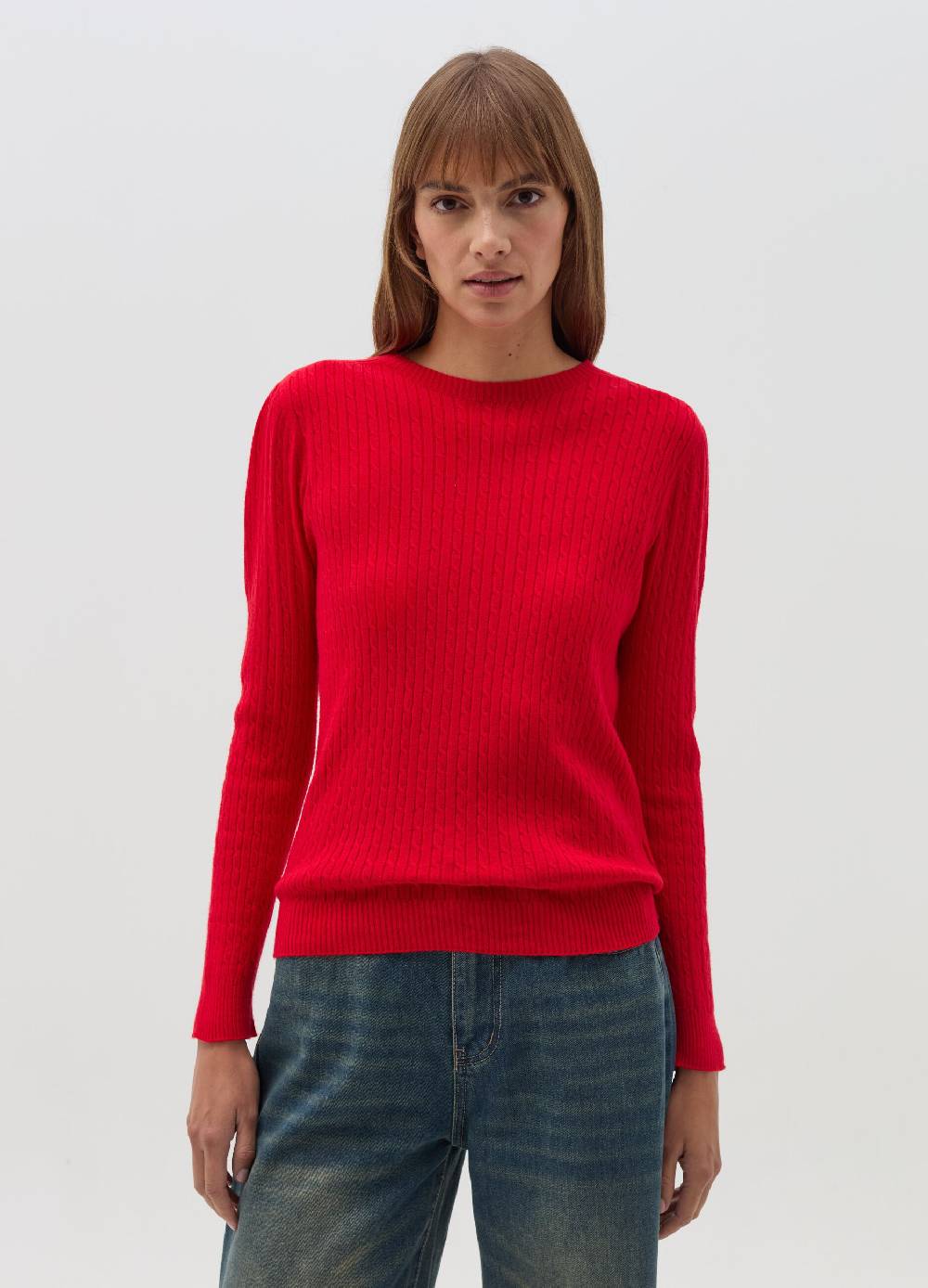 HYBRID Maglia a coste piatte con lavorazione intrecciata