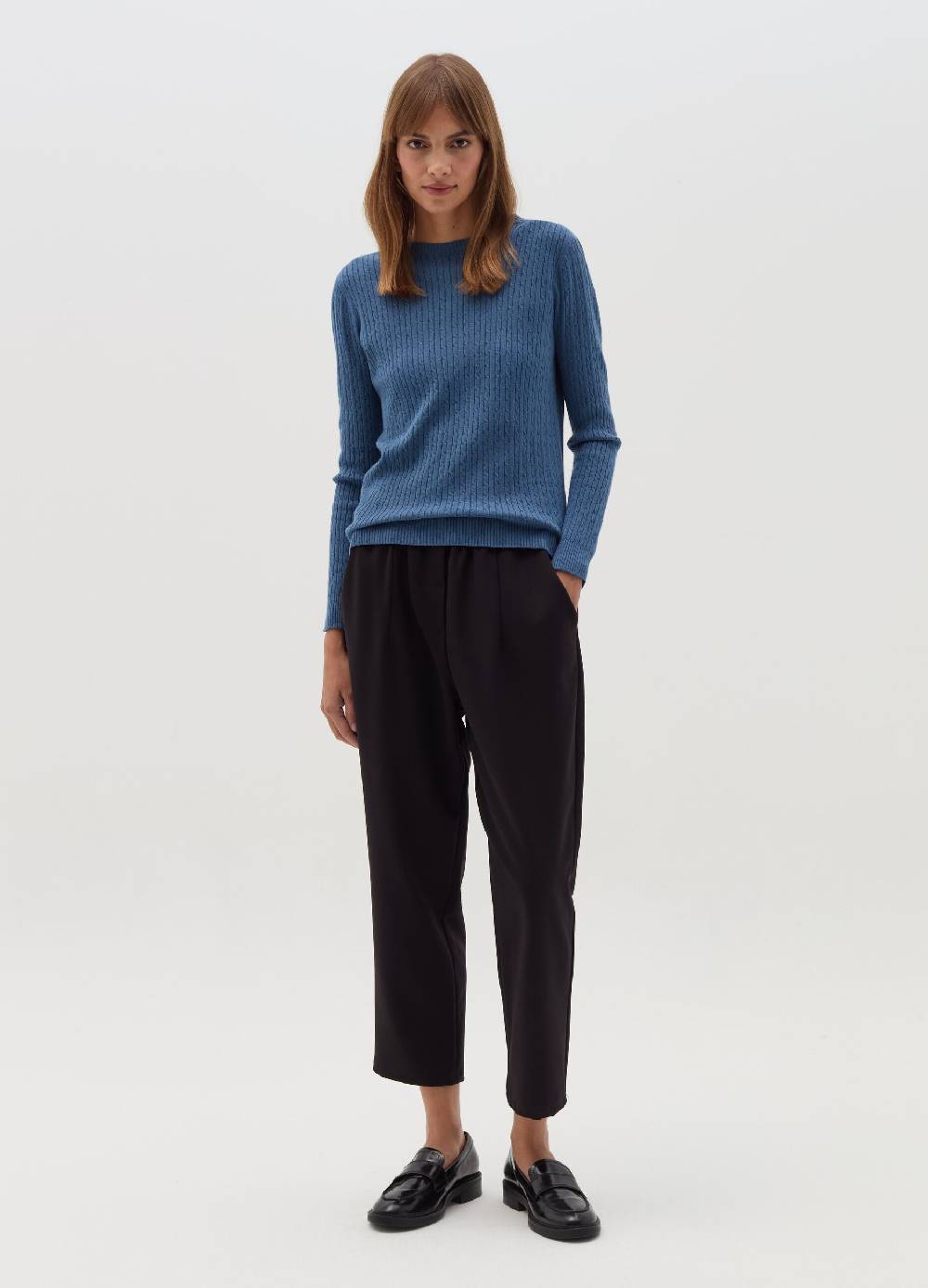 HYBRID Maglia a coste piatte con lavorazione intrecciata