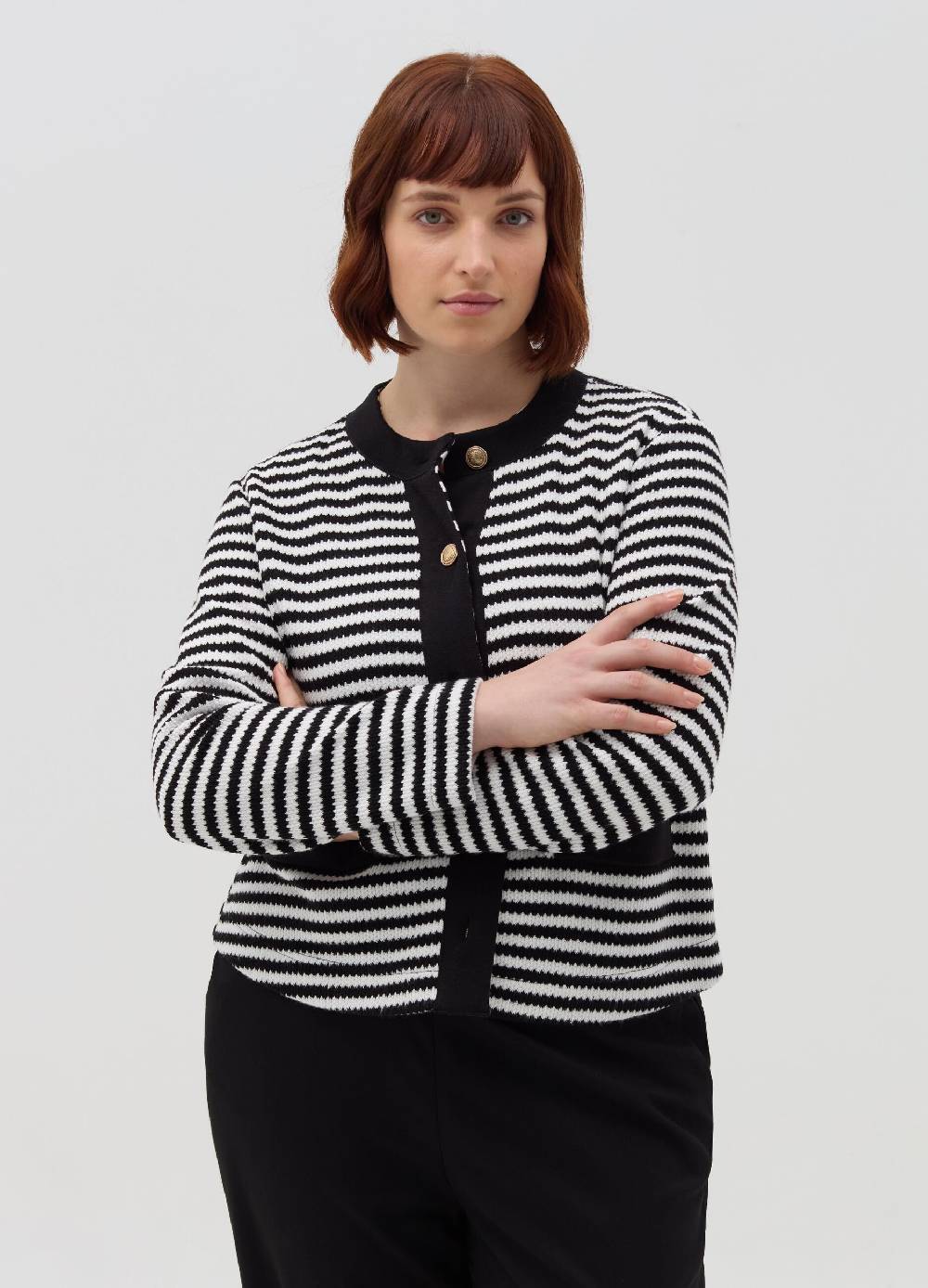 MYA Cardigan A Righe Con Bottoni Dorati Curvy