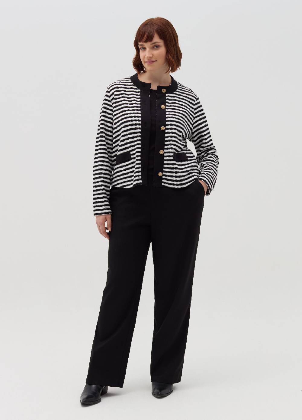 MYA Cardigan a righe con bottoni dorati Curvy