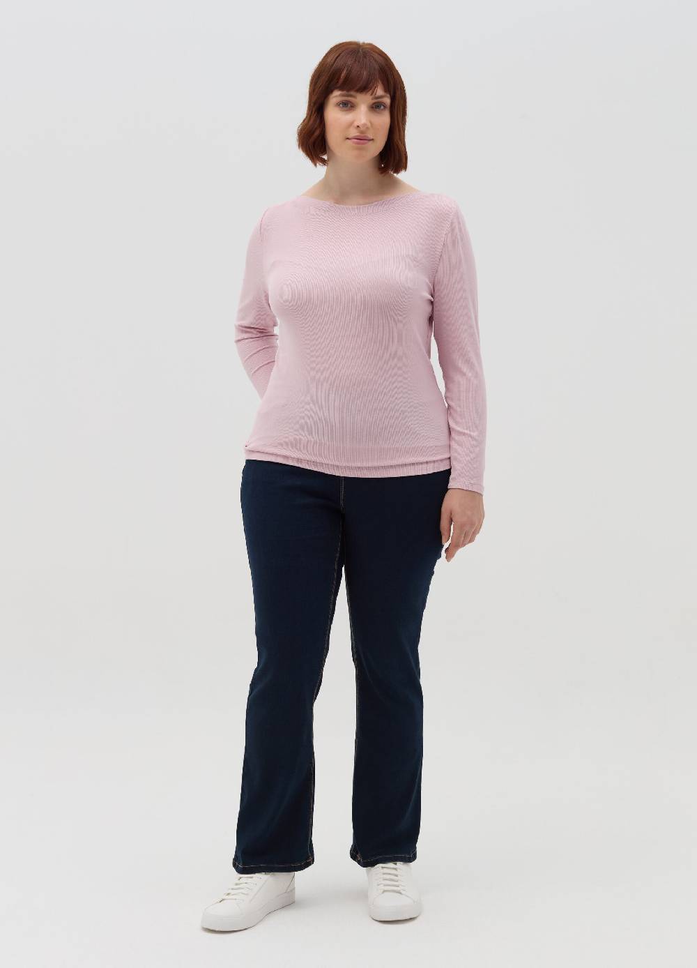 MYA T-shirt a costine con scollo a barca Curvy