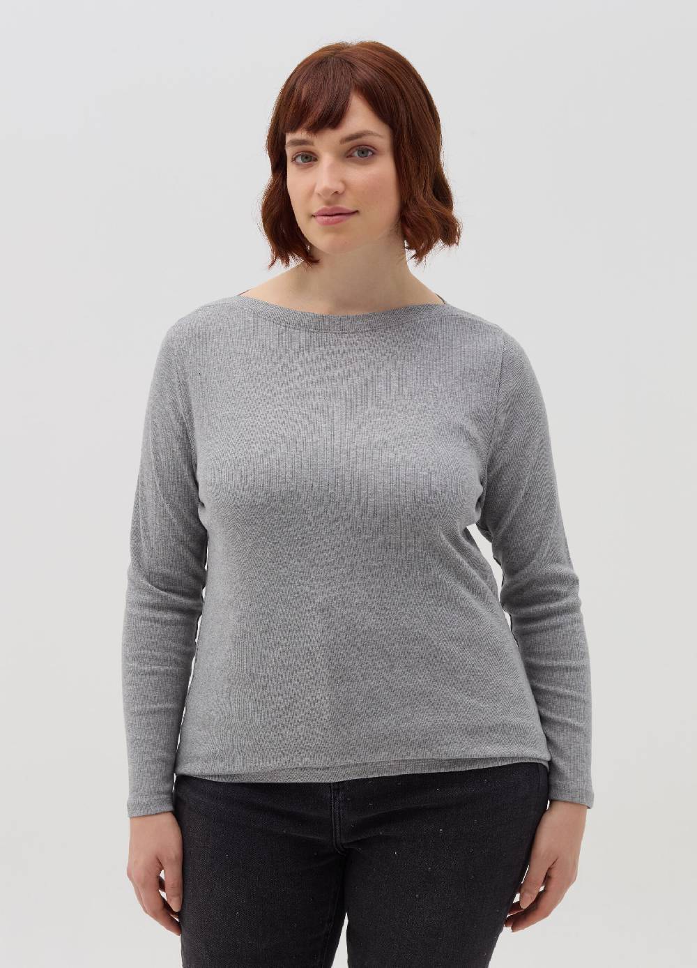 MYA T-shirt a costine con scollo a barca Curvy