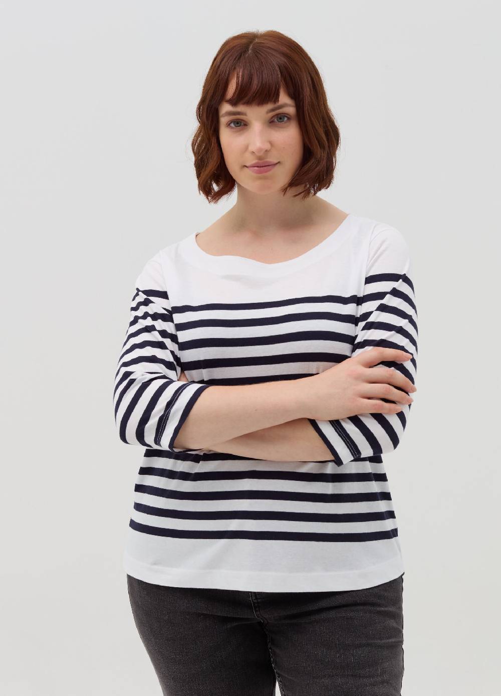 MYA T-shirt a righe maniche a tre quarti Curvy