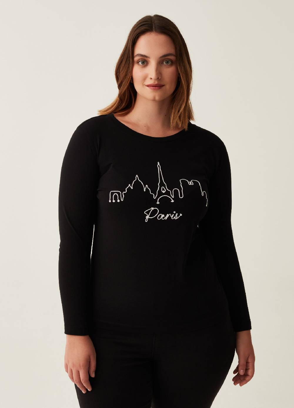 MYA T-shirt con ricamo skyline Curvy