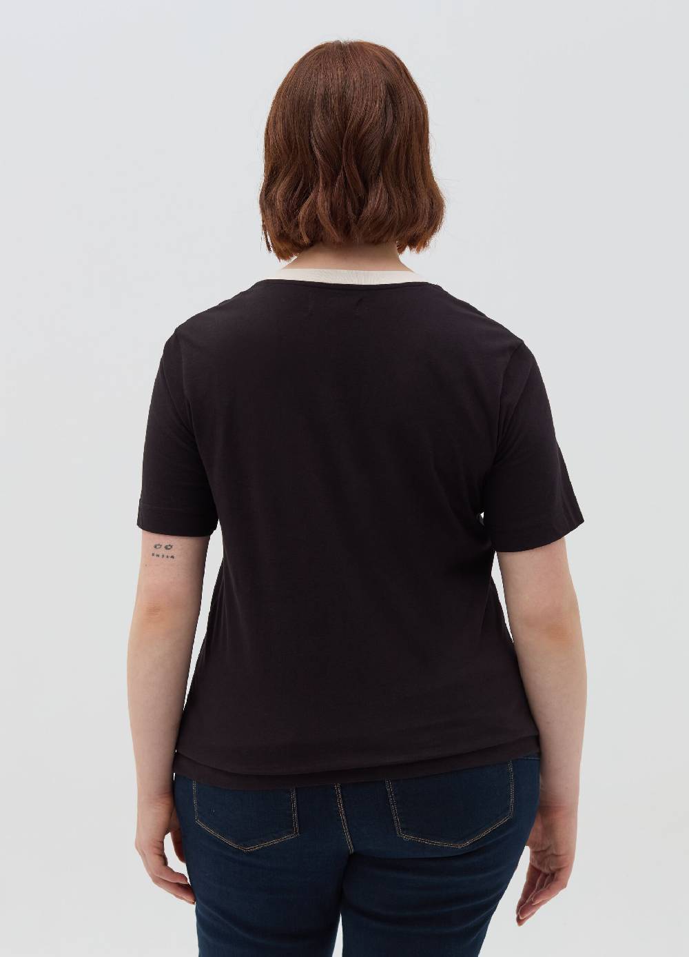 MYA T-shirt Scollo A V A Contrasto Curvy