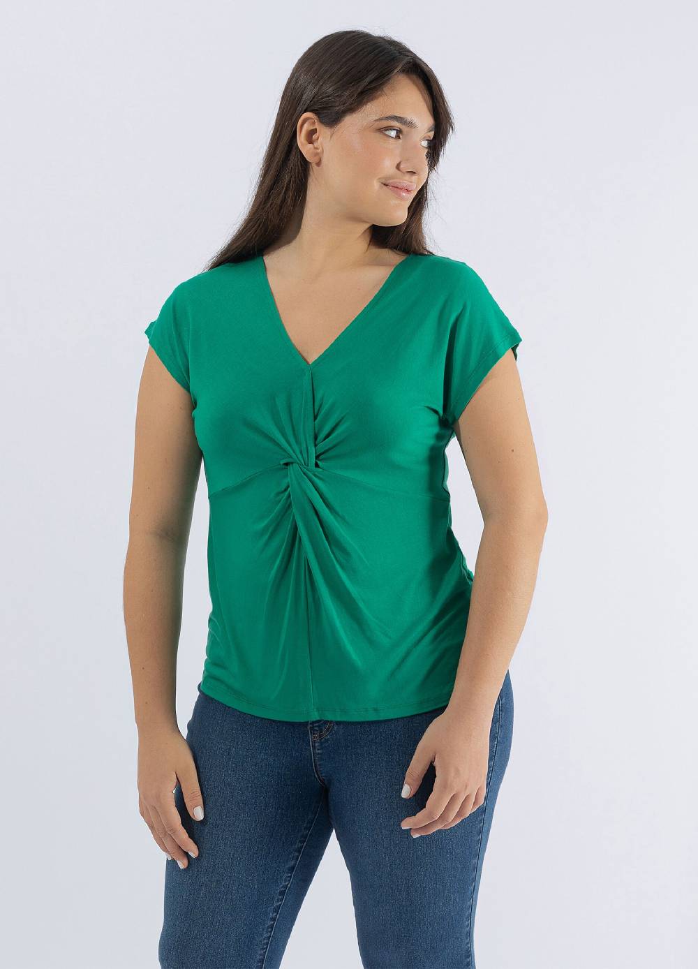 OCTOBER T-shirt scollo a V con nodo Curvy