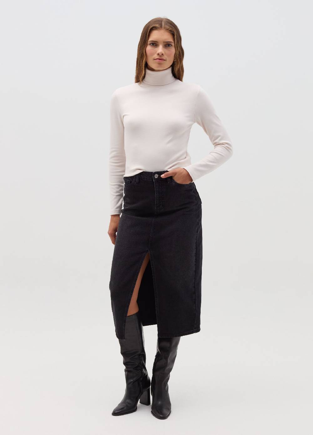 OVS T-shirt a collo alto con maniche lunghe