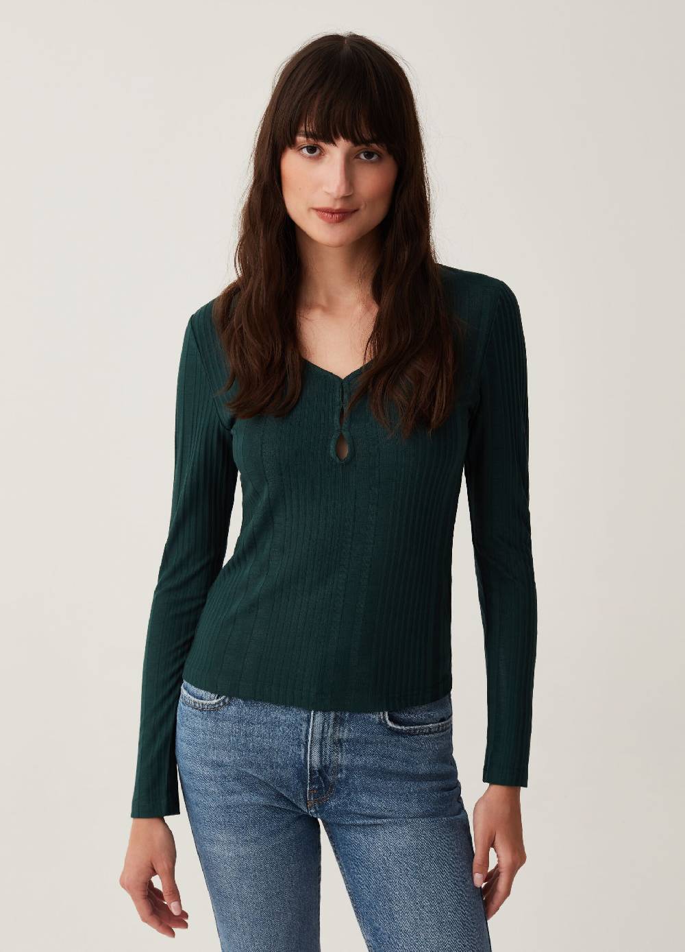 OVS T-shirt a coste piatte con dettagli cut out