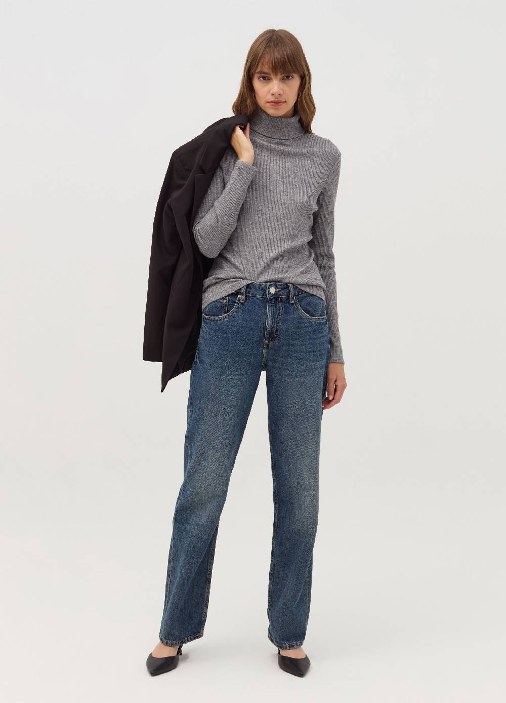 OVS T-shirt a costine con collo alto