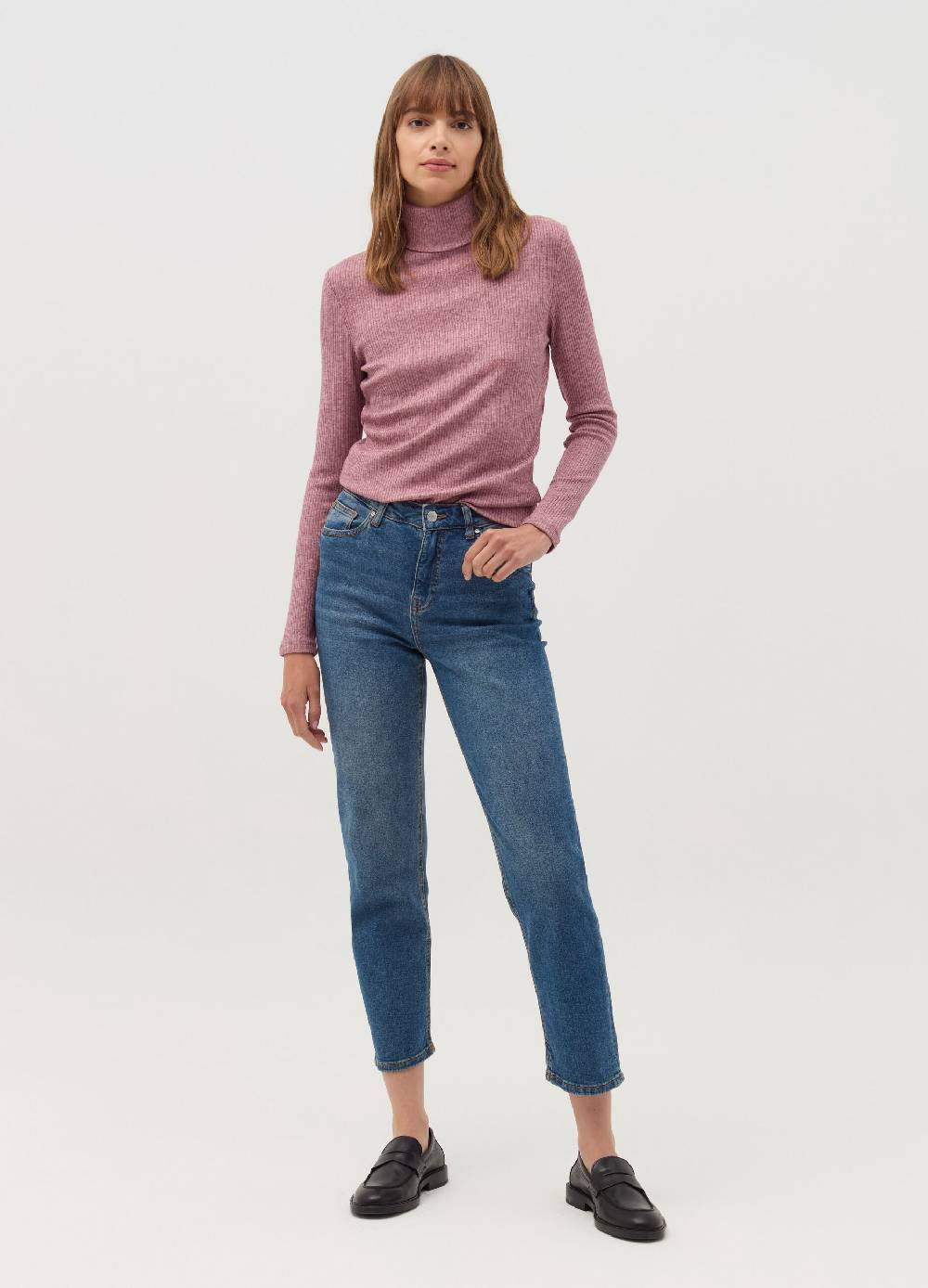 OVS T-shirt a costine con collo alto