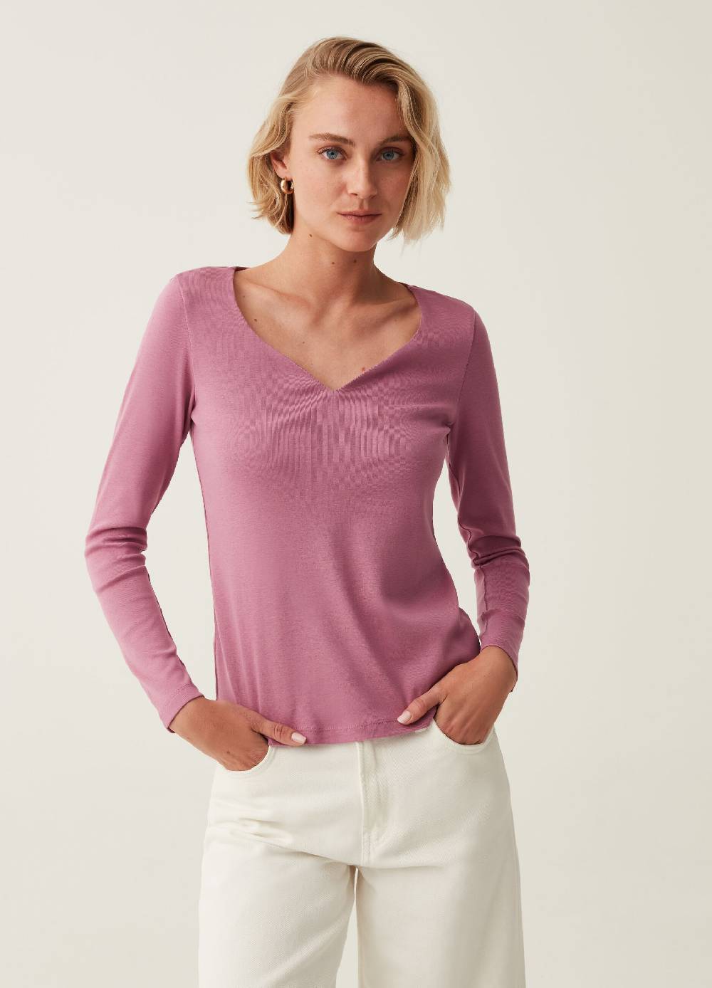 OVS T-shirt A Maniche Lunghe Con Scollo A Cuore