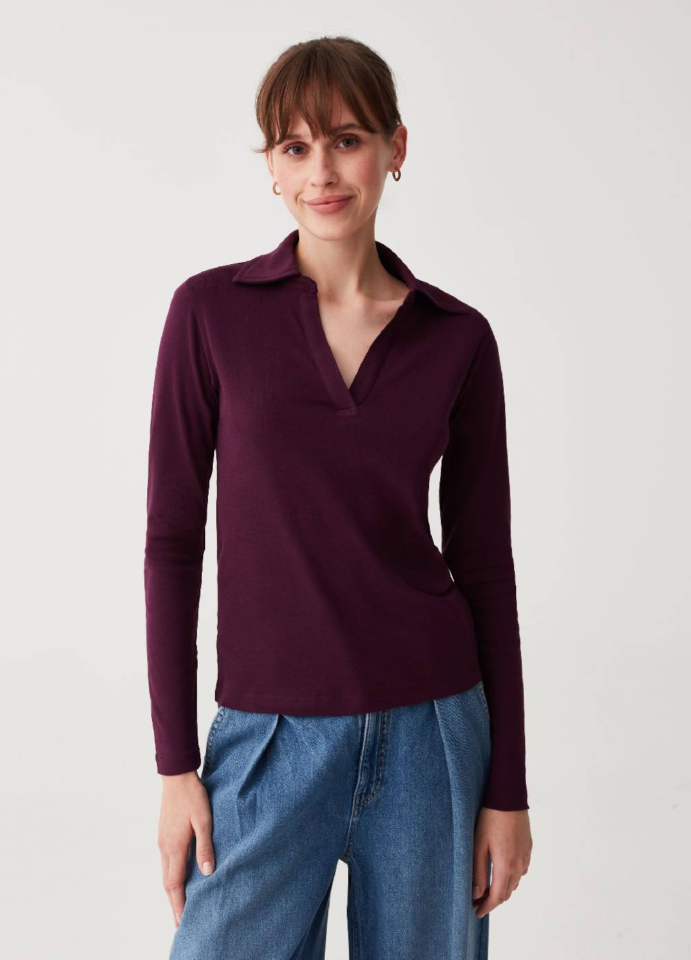 OVS T-shirt a maniche lunghe con scollo a polo