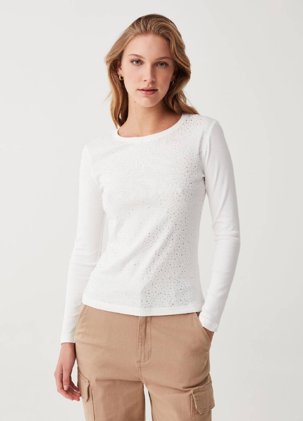 OVS T-shirt a maniche lunghe con strass