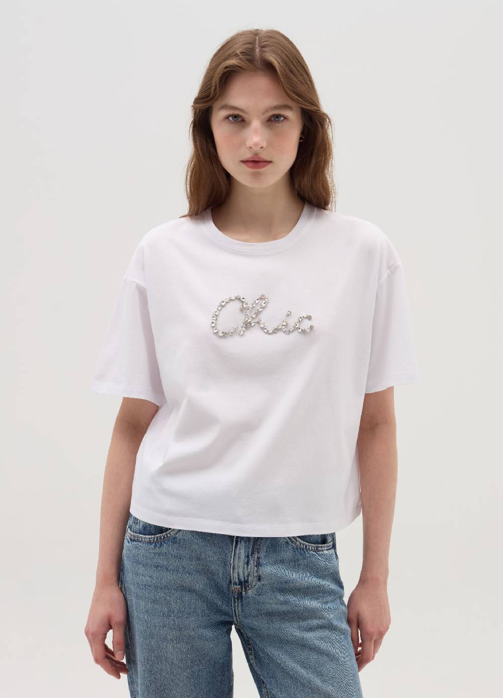 OVS T-shirt Boxy Fit In Cotone Con Pietre