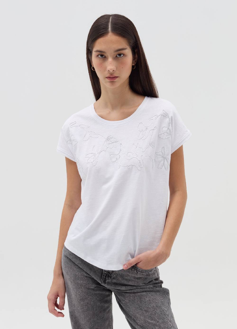 OVS T-shirt Con Ricamo Floreale