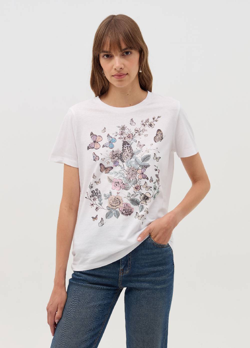 OVS T-shirt con stampa farfalle e fiori