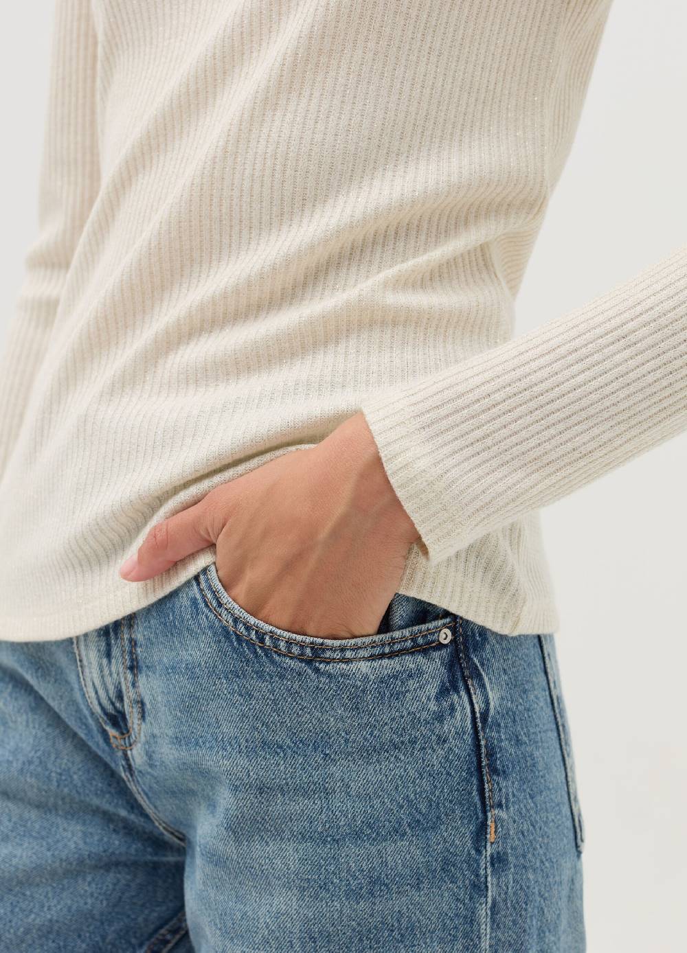 OVS T-shirt Girocollo A Coste Piatte In Lurex