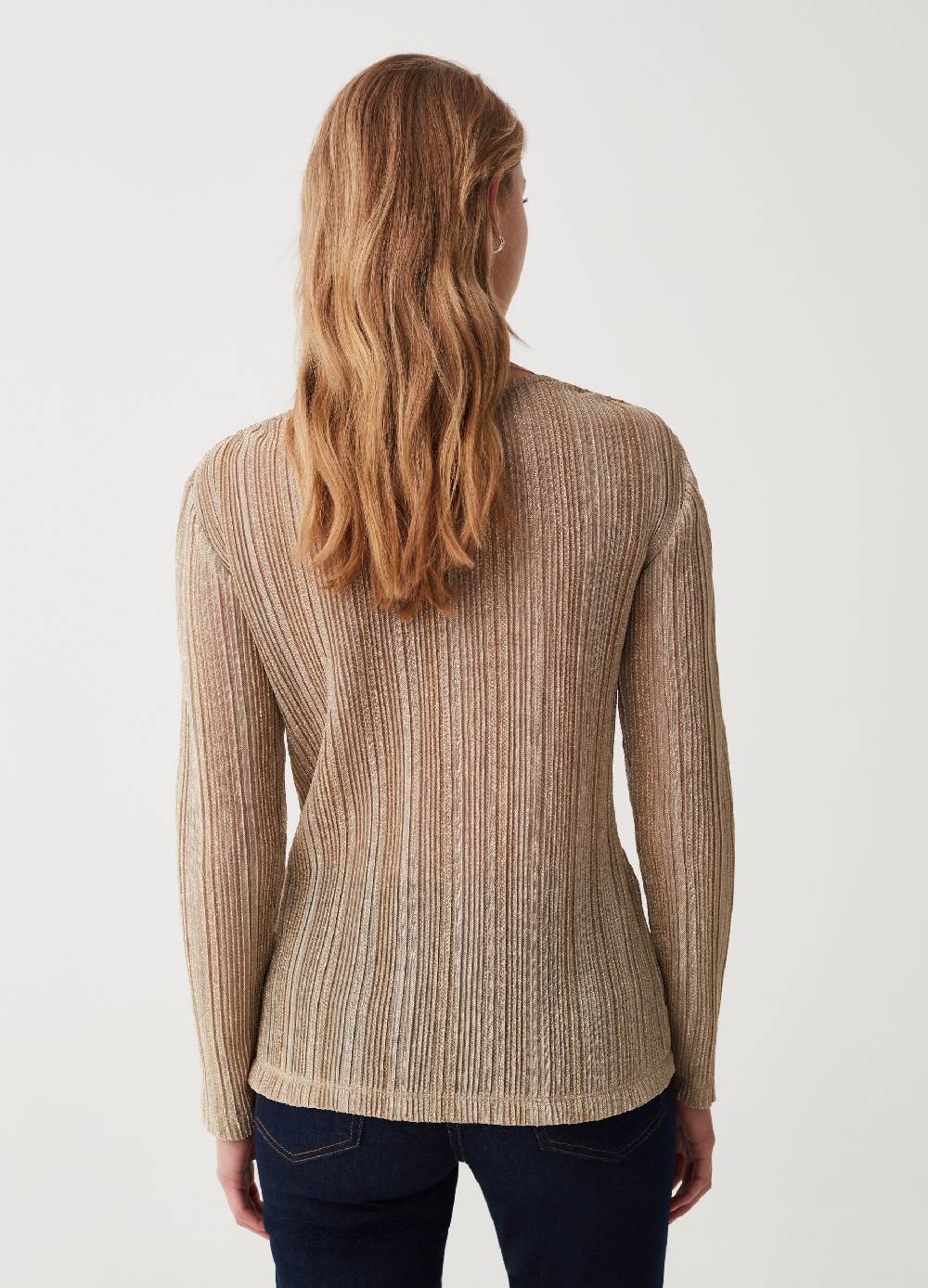 OVS T-shirt In Lurex Scollo A V Con Nodo