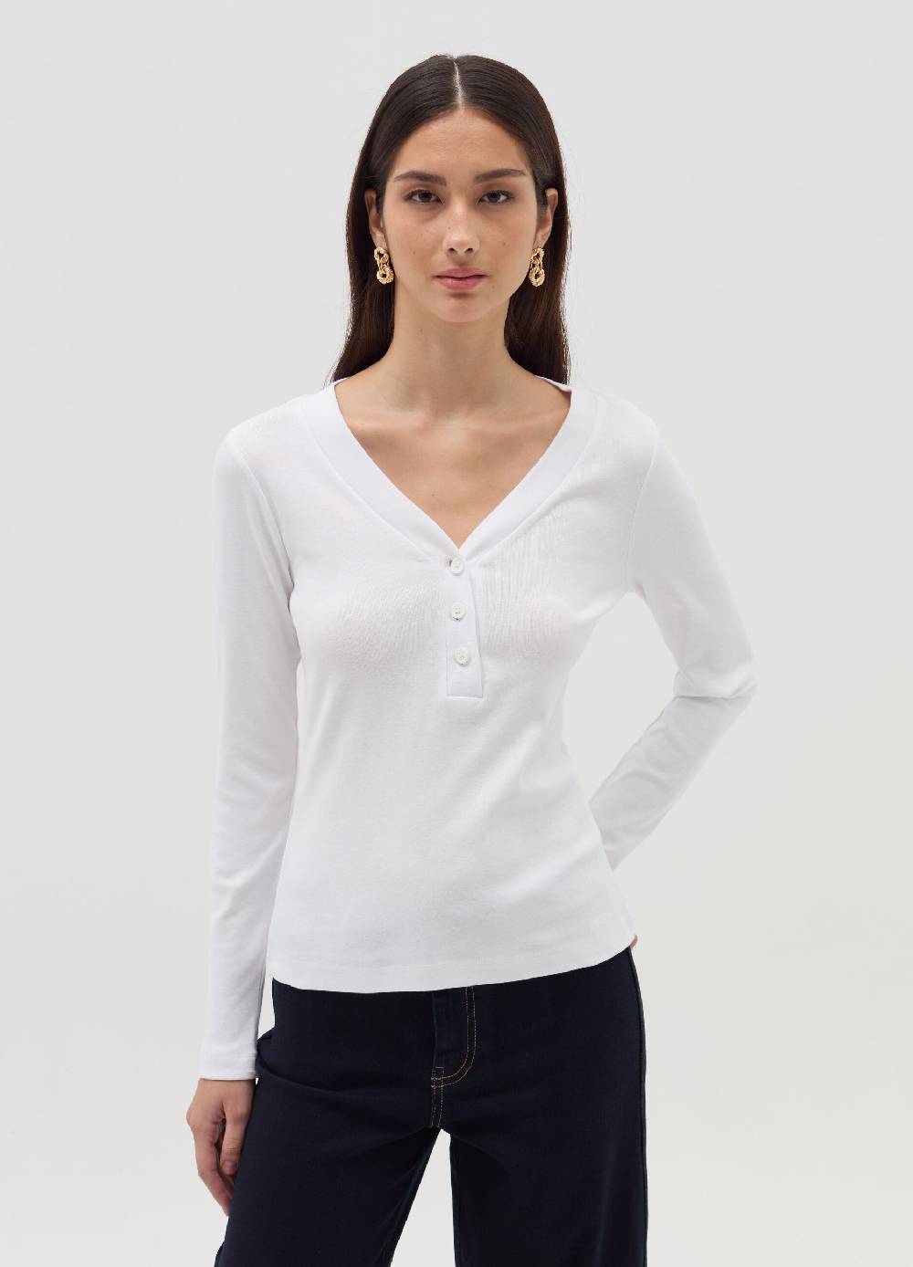 OVS T-shirt Maniche Lunghe Scollo Serafino