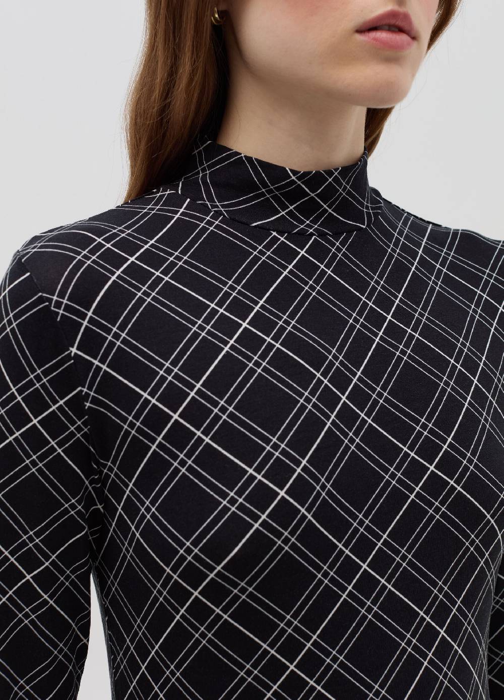 OVS T-shirt Mock Neck Con Fantasia Check