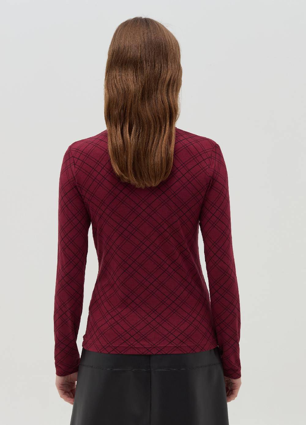 OVS T-shirt Mock Neck Con Fantasia Check