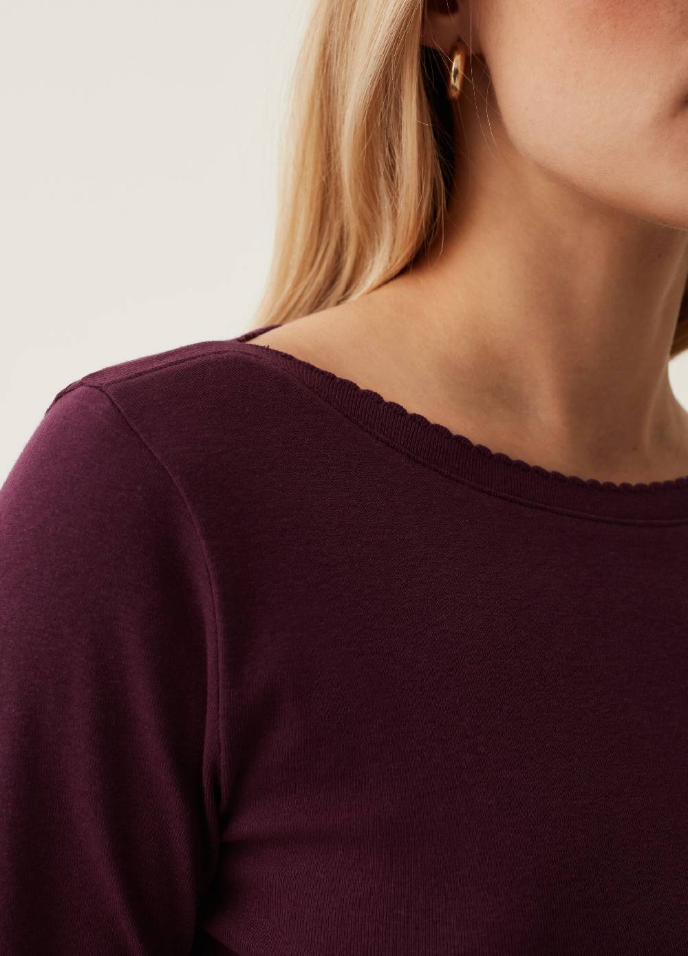 OVS T-shirt Scollo A Barca Con Profilo Ondulato