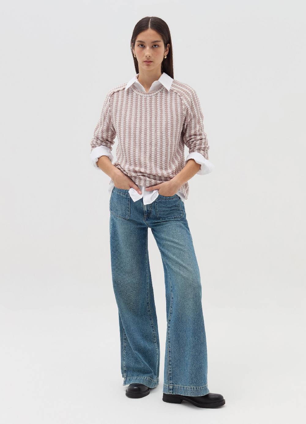 OVS T-shirt tricot con trama bicolore