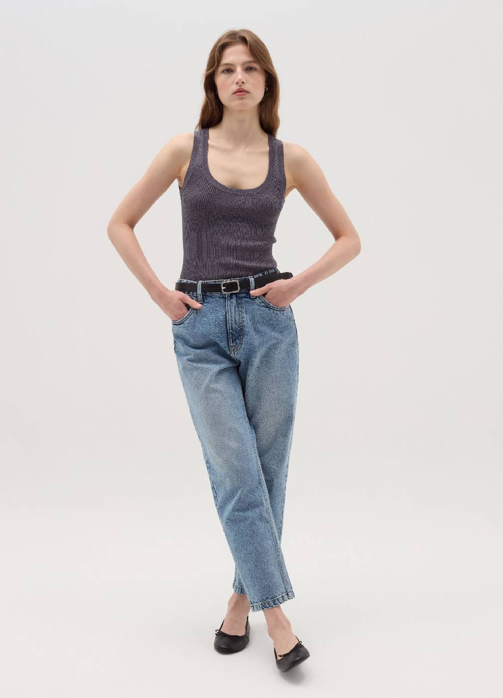 OVS Tank top a costine con lurex