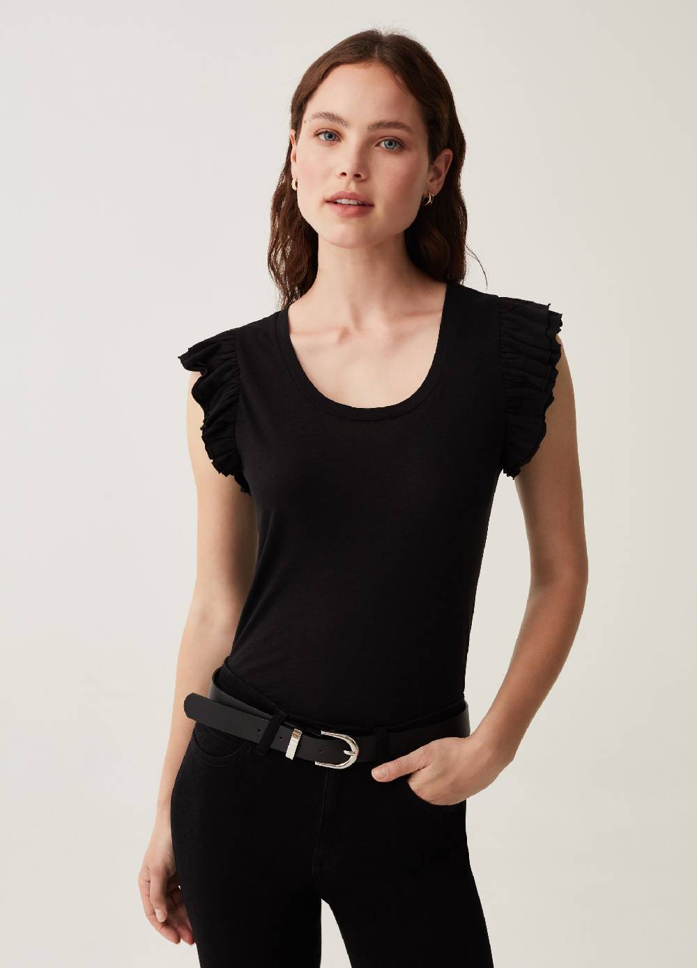 OVS Tank top in cotone slub con volant