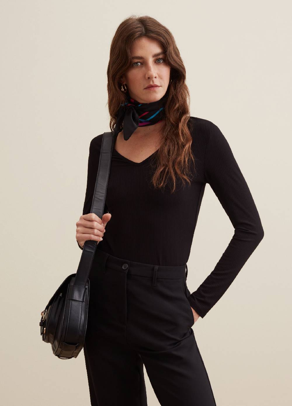 PIOMBO T-shirt a maniche lunghe con scollo a V