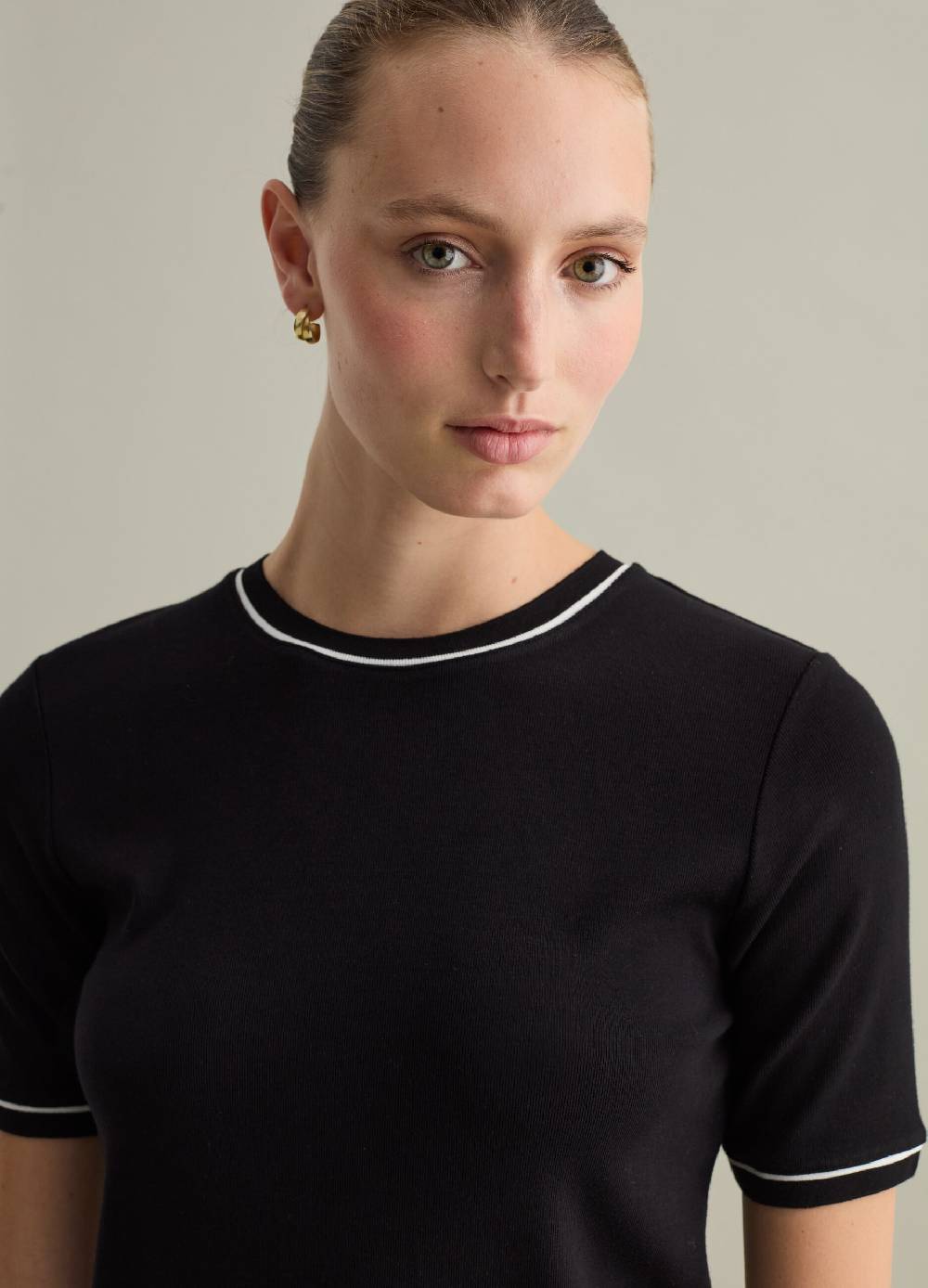 PIOMBO T-shirt Con Piping A Contrasto Contemporary