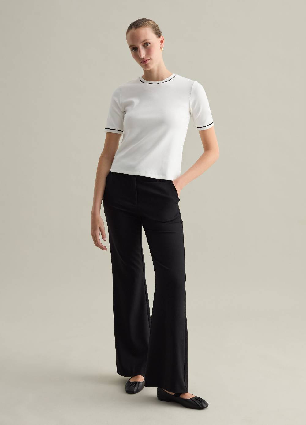 PIOMBO T-shirt Con Piping A Contrasto Contemporary