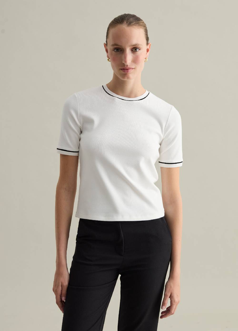 PIOMBO T-shirt Con Piping A Contrasto Contemporary