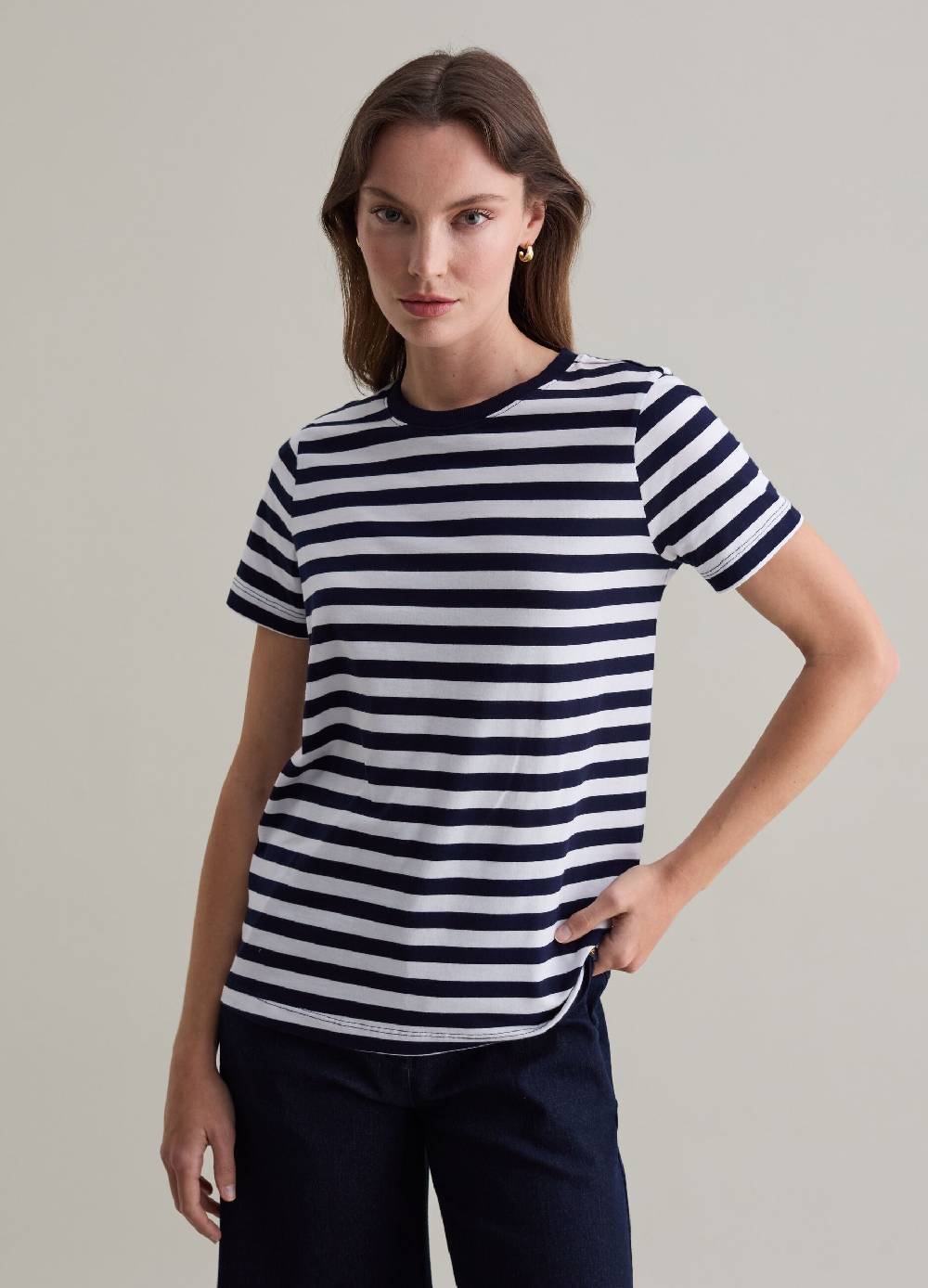 PIOMBO T-shirt In Cotone Supima A Righe